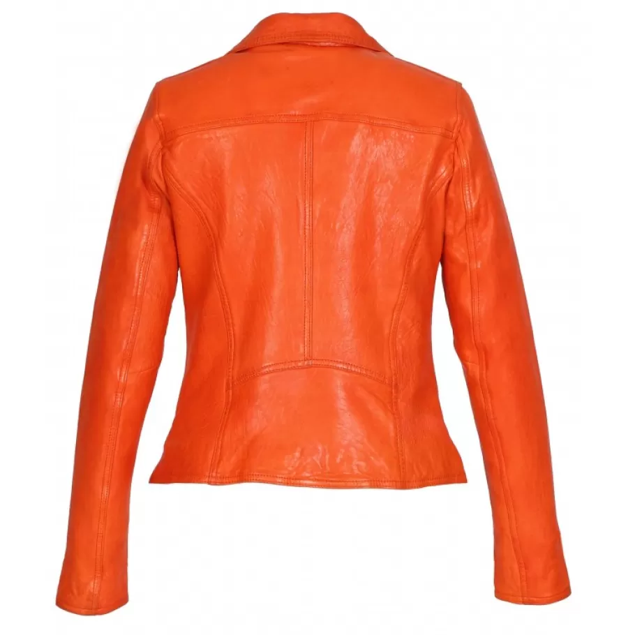 OAKWOOD Clips Corail - Blouson Asymetrique Epure En Cuir Veritable New