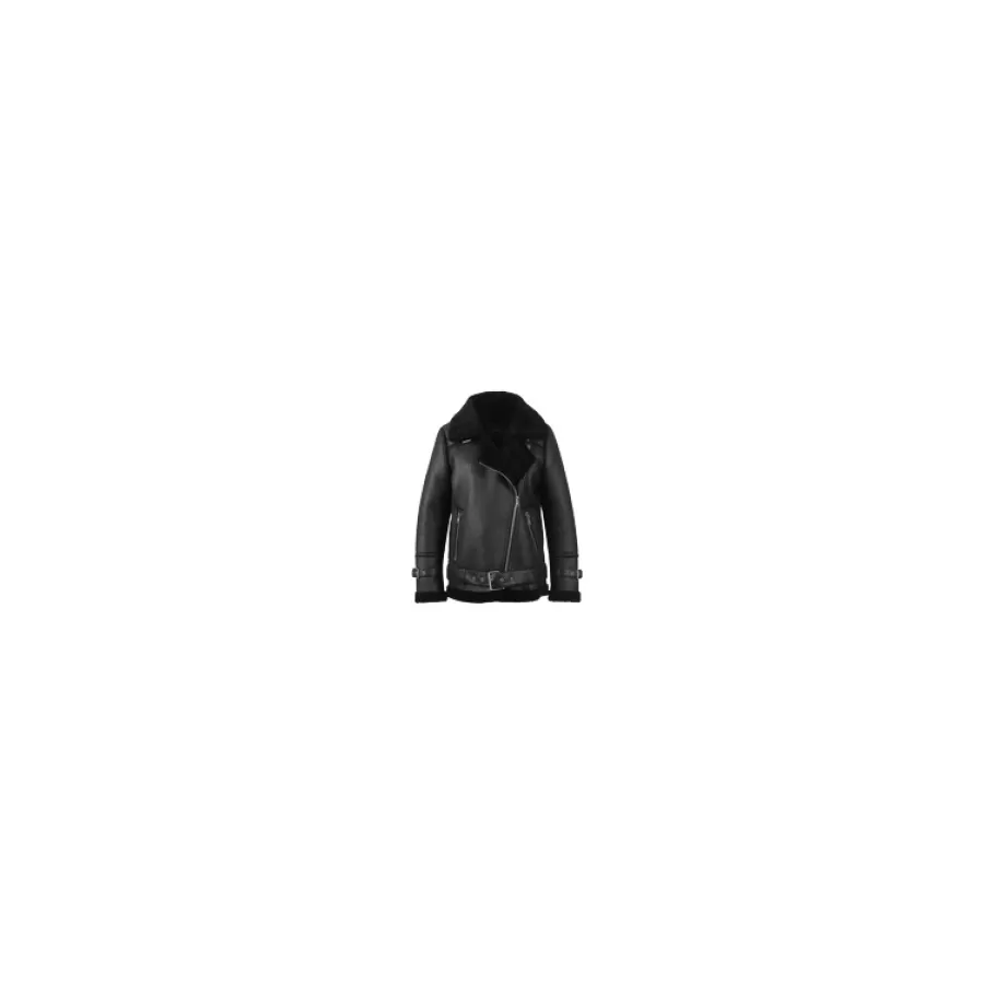 OAKWOOD Community Noir - Blouson Bombardier Effet Peau Retournee Fourrure Synthetique Discount