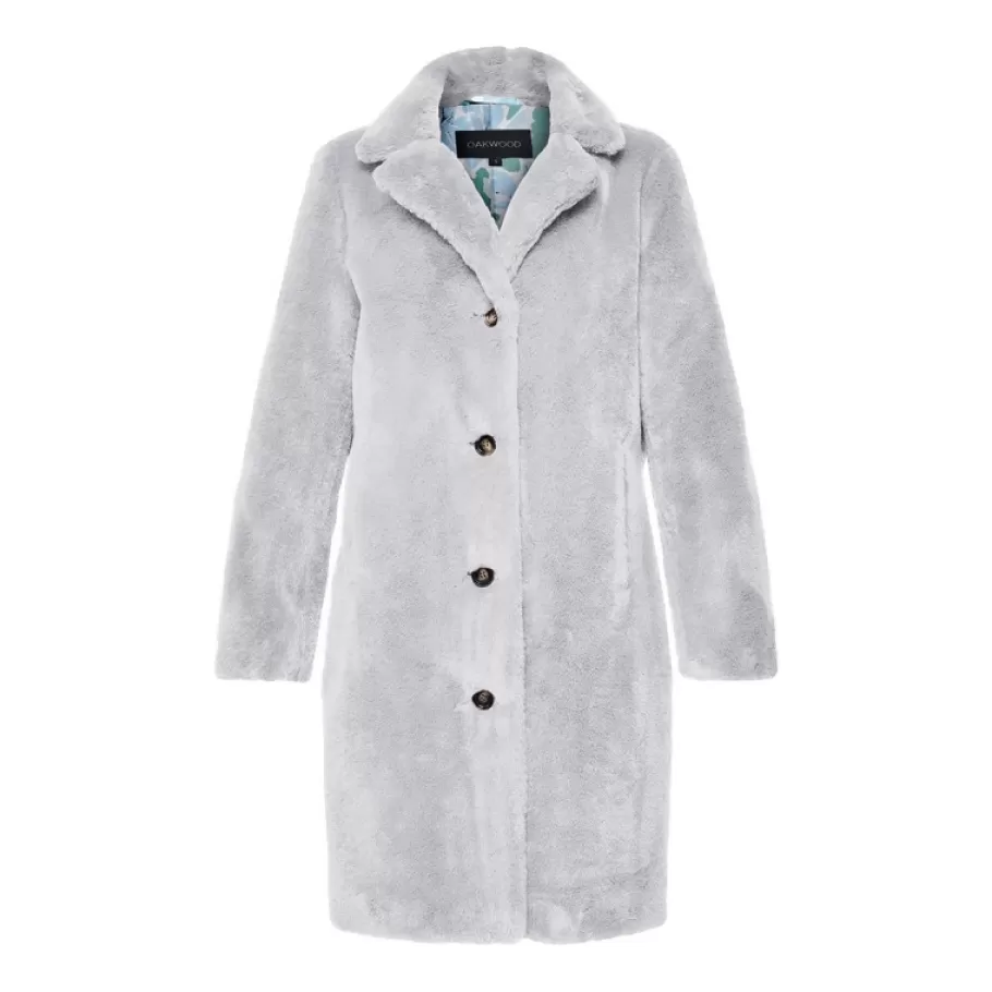 OAKWOOD Cyber Gris Clair - Manteau Long En Fausse Fourrure Clearance