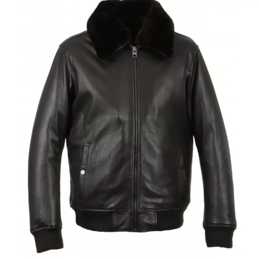 OAKWOOD Daddy Marron - Blouson Aviateur En Cuir Veritable Cheap