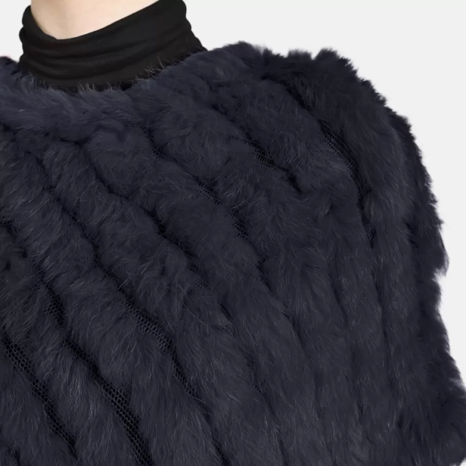 OAKWOOD Davos Bleu Fonce - Poncho En Fourrure Veritable Flash Sale