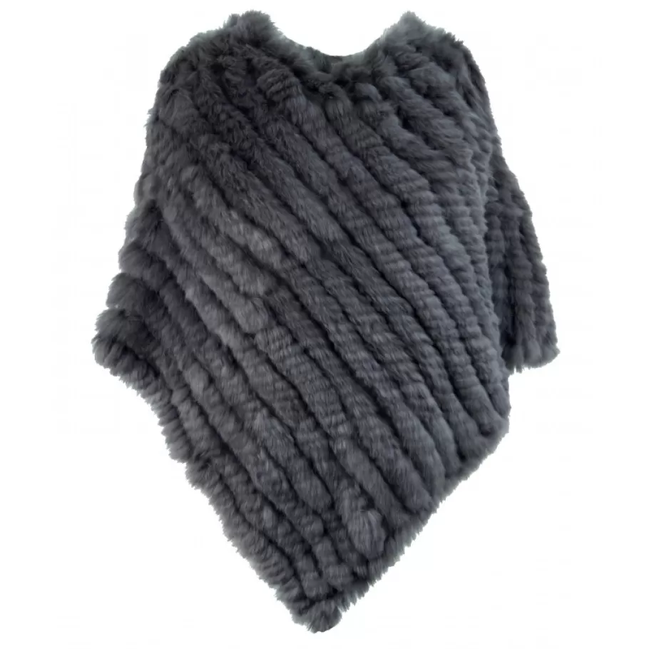 OAKWOOD Davos Gris Fonce - Poncho En Fourrure Veritable Flash Sale