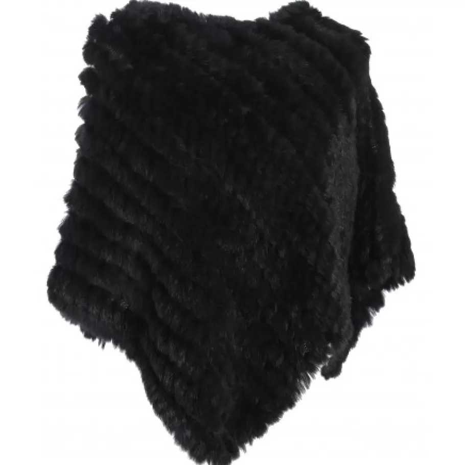 OAKWOOD Davos Noir - Poncho En Fourrure Veritable Clearance