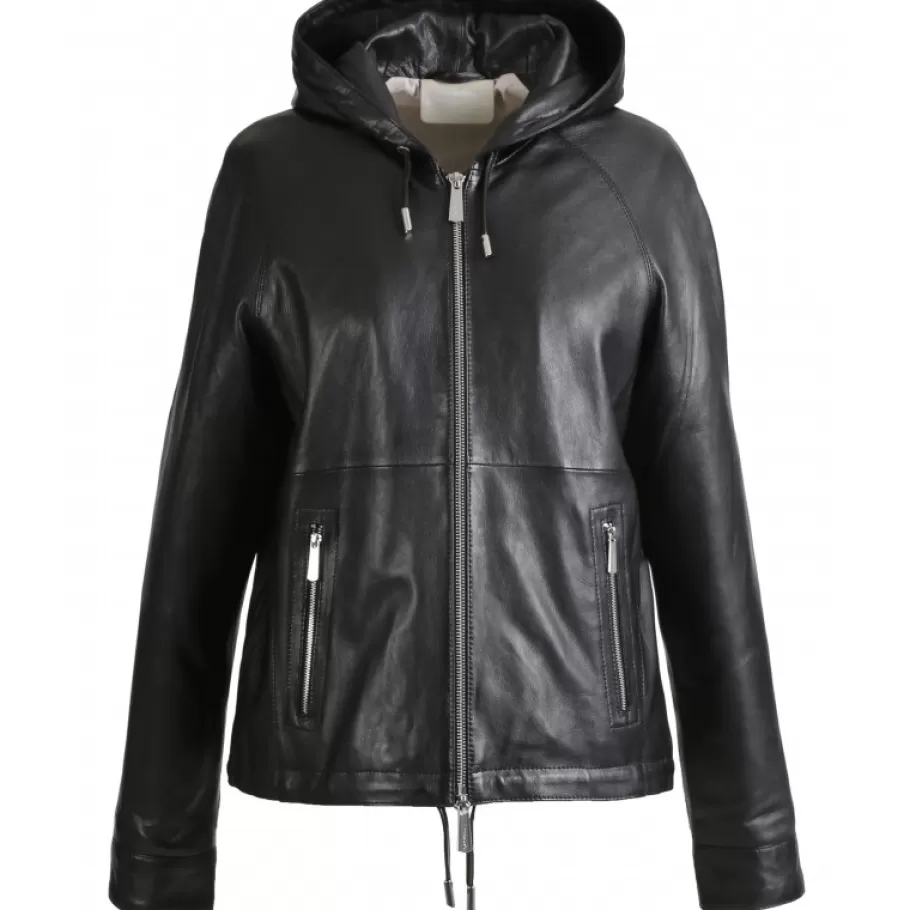 OAKWOOD Dynamic Noir - Blouson A Capuche En Cuir Veritable Store