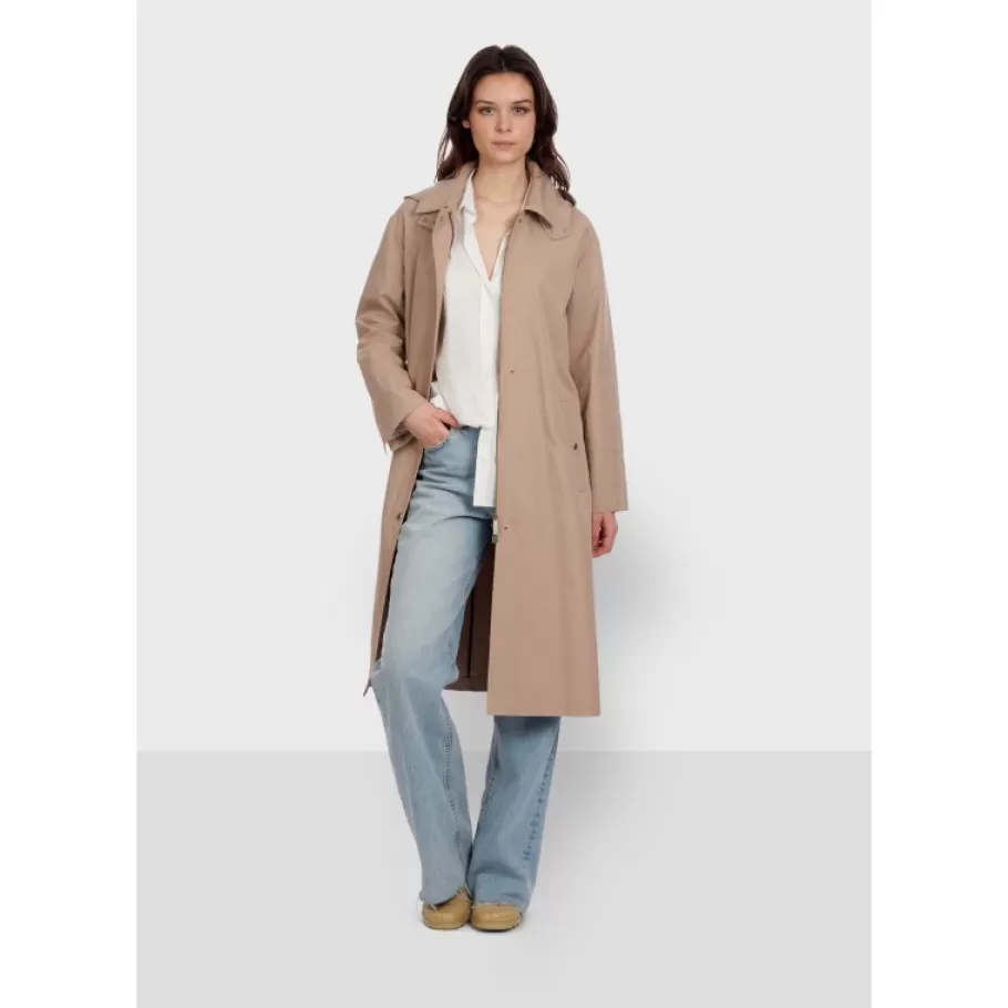 OAKWOOD Earth Beige - Manteau Long Deperlant A Capuche Amovible Store