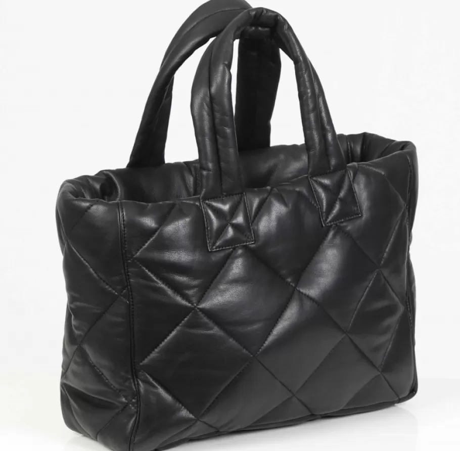 OAKWOOD Except Noir - Petit Sac Cabas En Cuir Veritable Matelasse Sale