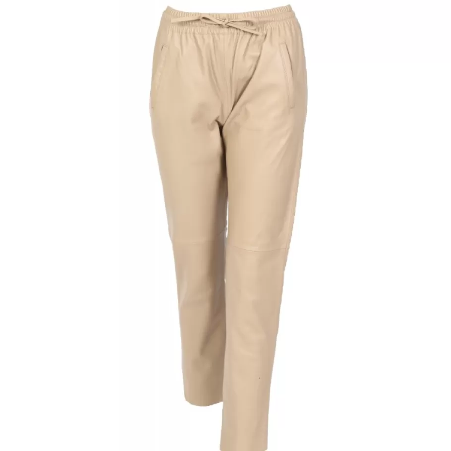 OAKWOOD Gift Beige Fonce- Pantalon Jogpant Cuir Veritable Cheap