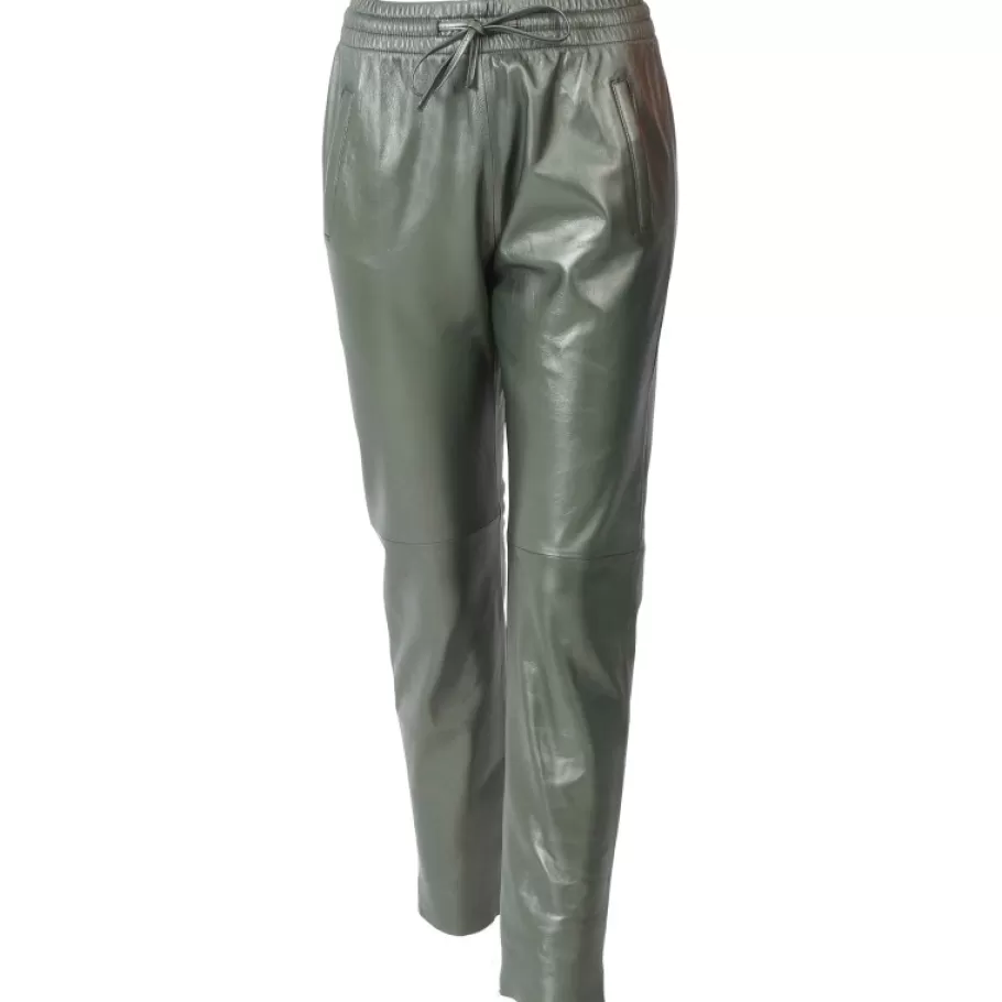 OAKWOOD Gift Metal Vert Fonce - Pantalon Jogpant Cuir Veritable Best Sale