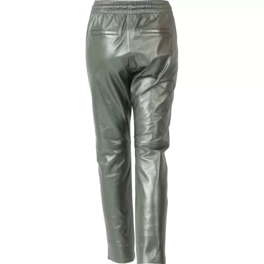 OAKWOOD Gift Metal Vert Fonce - Pantalon Jogpant Cuir Veritable Best Sale