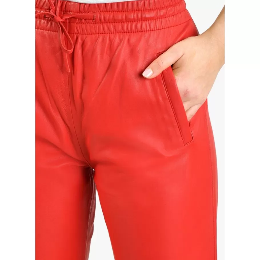 OAKWOOD Gift Rouge Fonce - Pantalon Jogpant Cuir Veritable Cheap