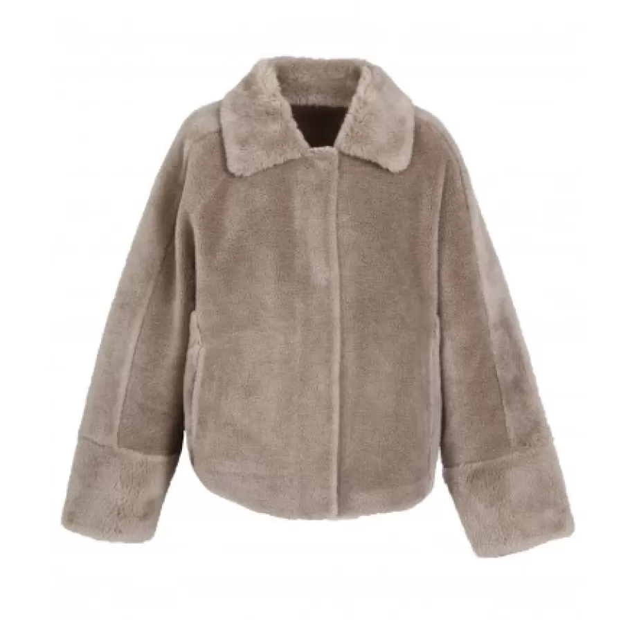 OAKWOOD Helen Taupe - Veste Reversible Effet Peau Lainee Best Sale