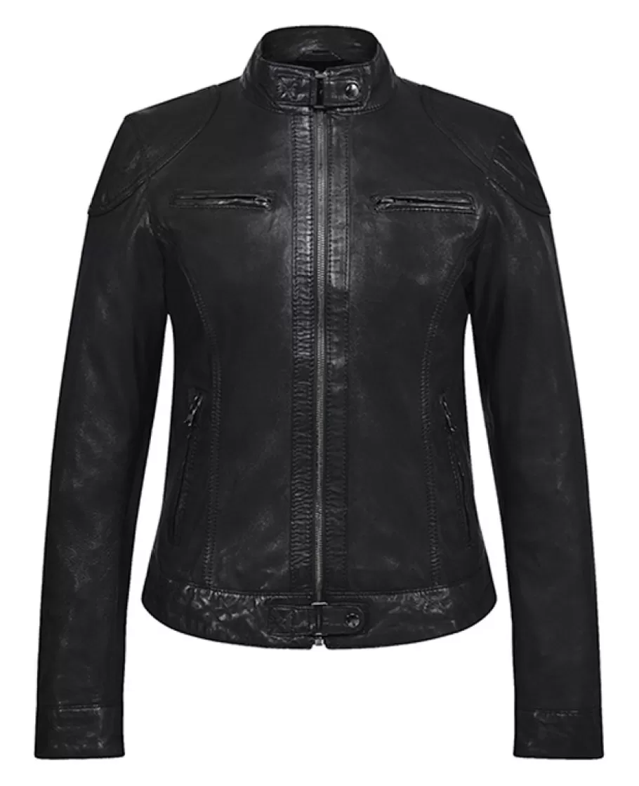 OAKWOOD Lina Noir - Veste Courte En Cuir Veritable Fashion