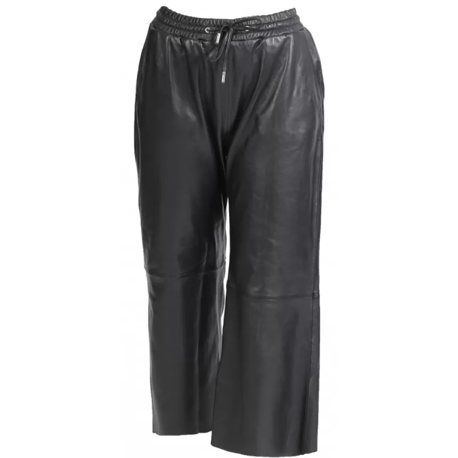 OAKWOOD Loft Noir - Pantalon Court En Cuir Veritable Discount