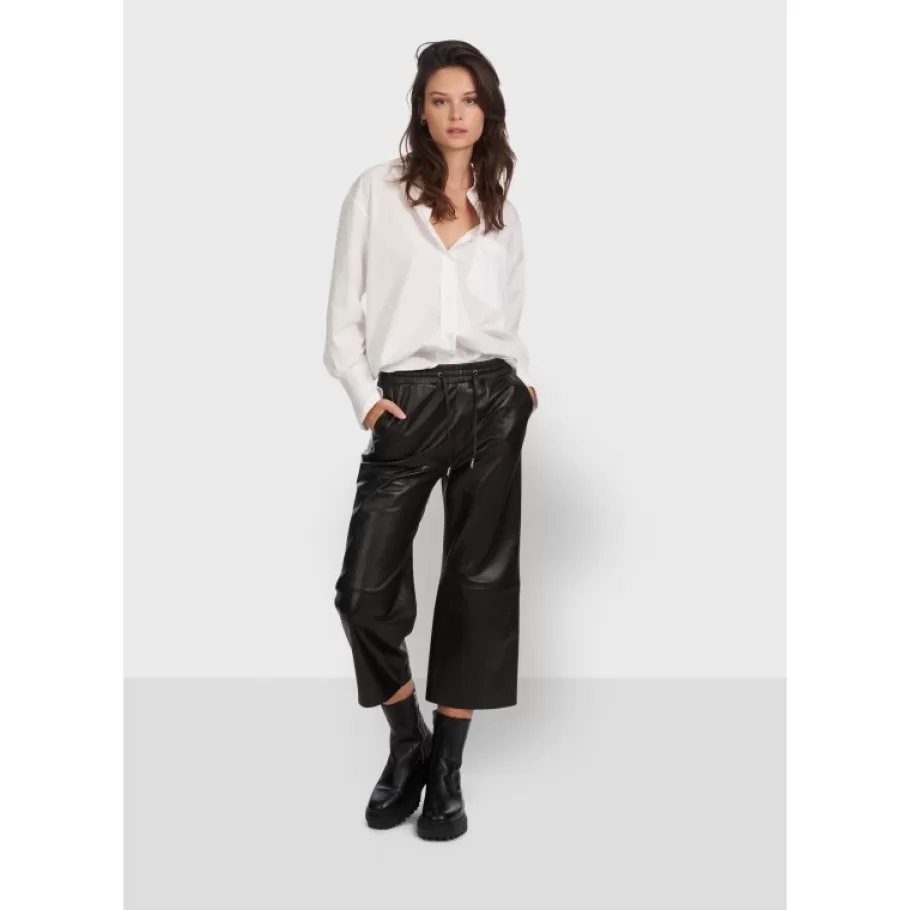 OAKWOOD Loft Noir - Pantalon Court En Cuir Veritable Discount