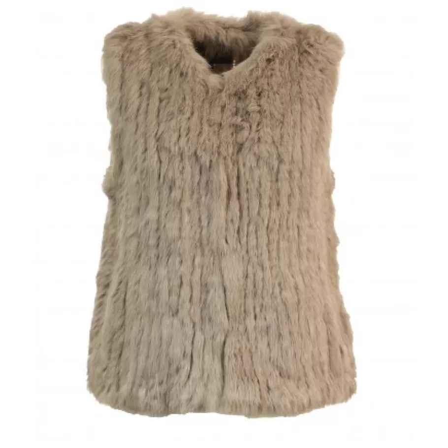 OAKWOOD Magali Beige Fonce - Gilet Sans Manche En Fourrure Veritable Best