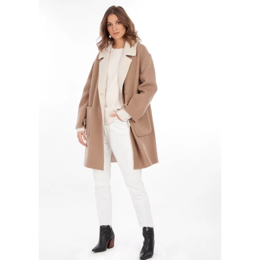 OAKWOOD Magdalena Taupe - Manteau Court Reversible En Laine Shop