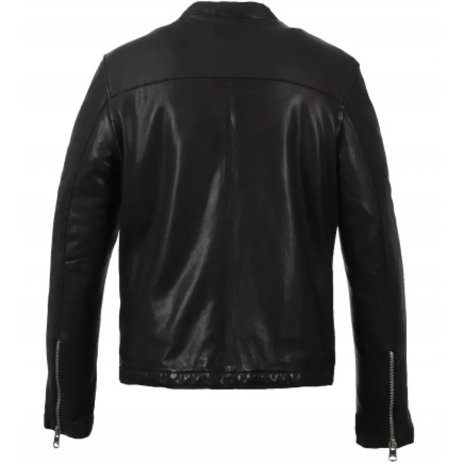 OAKWOOD Maiden Noir - Blouson Court En Cuir Veritable Outlet