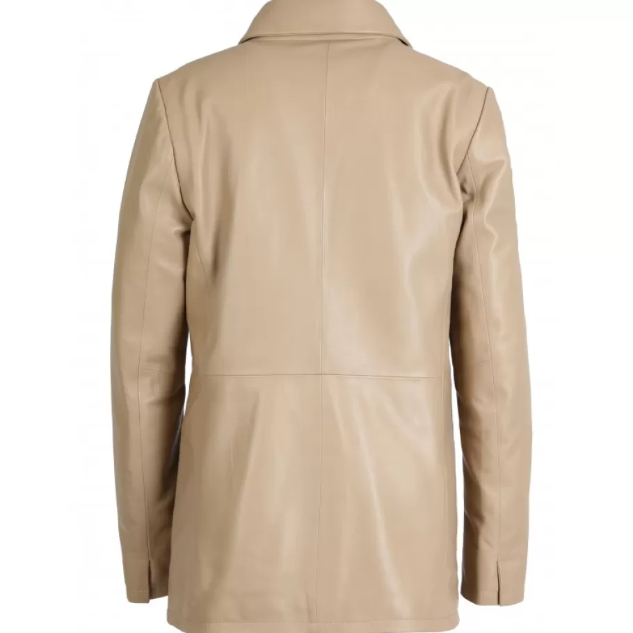 OAKWOOD Meg Beige Fonce - Blazer En Cuir Veritable De Mouton Best Sale