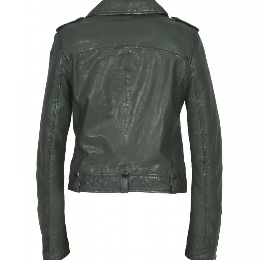 OAKWOOD Princess 6 Vert - Blouson Esprit Biker En Cuir Veritable Shop