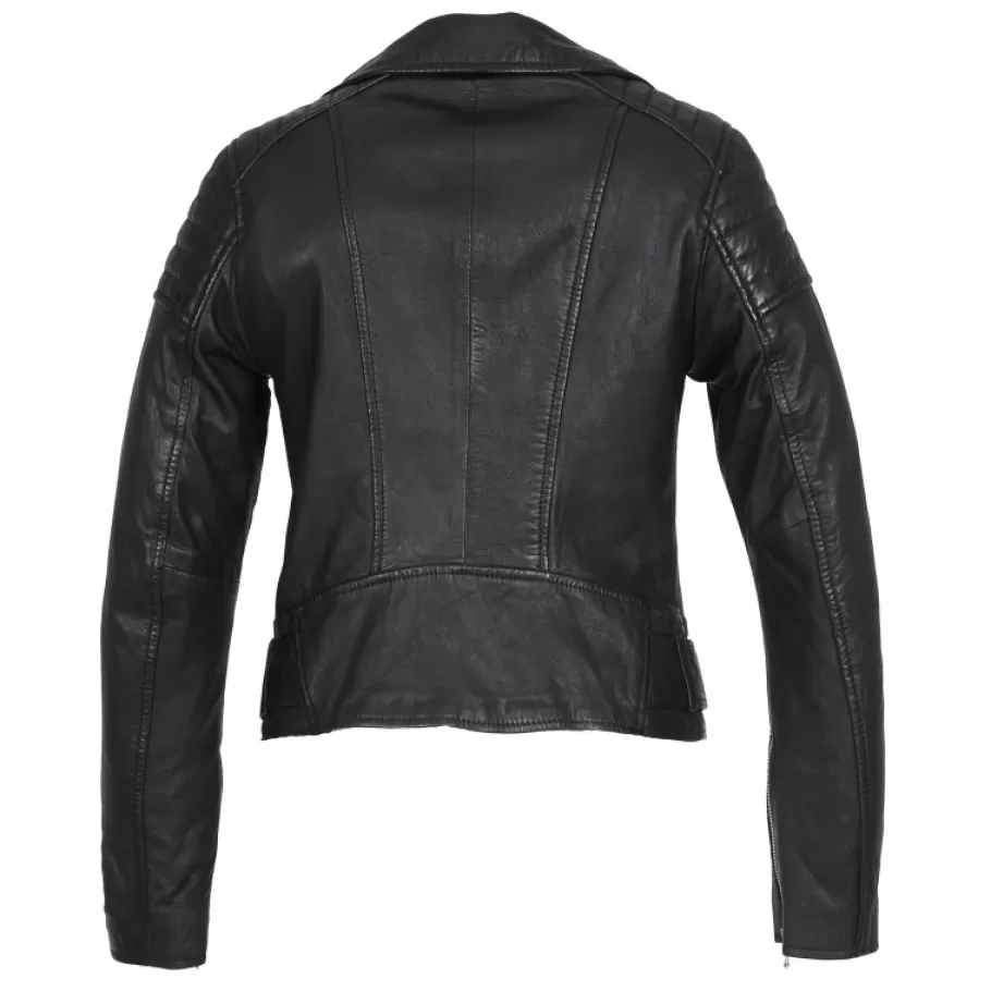 OAKWOOD Sasha 6 Noir - Blouson Inspiration Motard En Cuir Veritable Best Sale