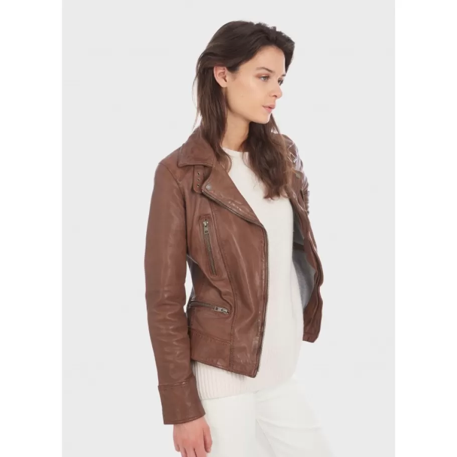 OAKWOOD Video Tan - Blouson En Cuir Veritable Effet Lave Cheap