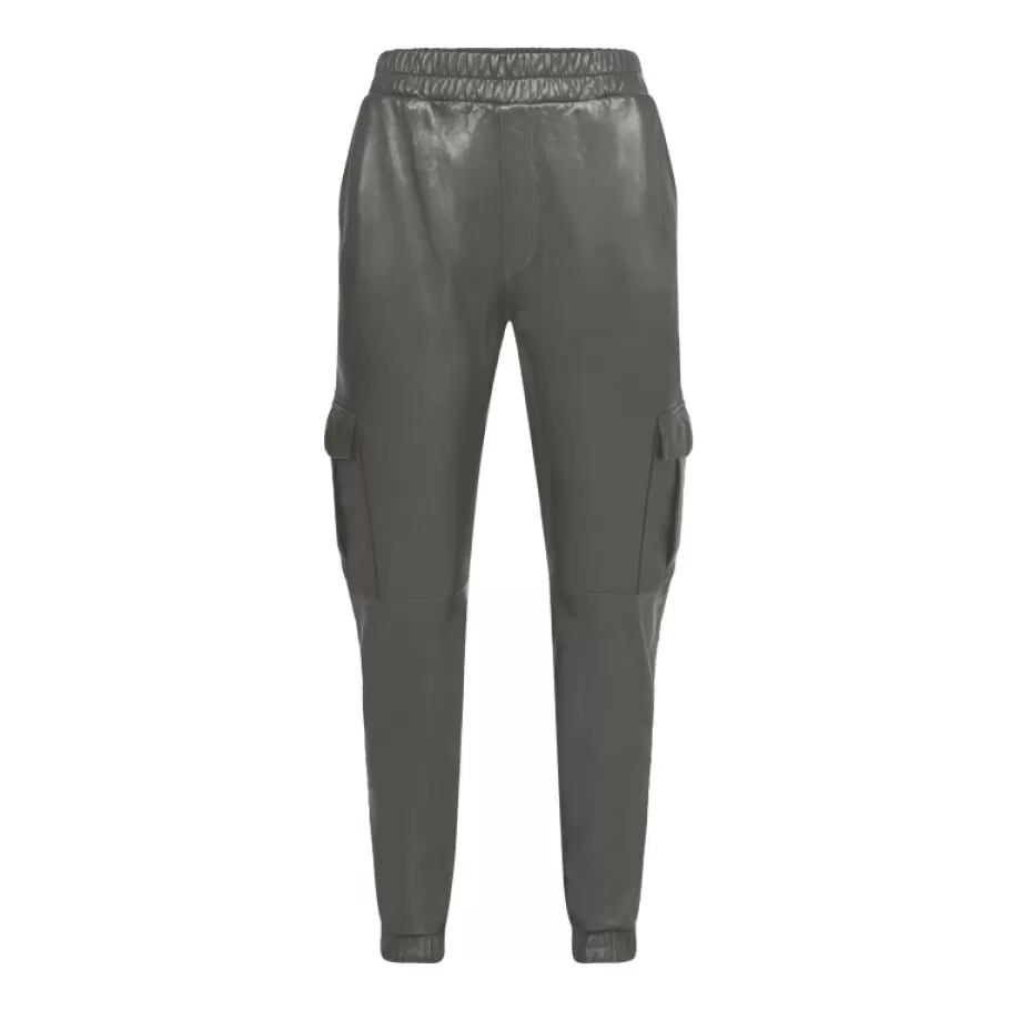 OAKWOOD Yacht Kaki Fonce - Pantalon Cargo En Cuir Veritable Hot